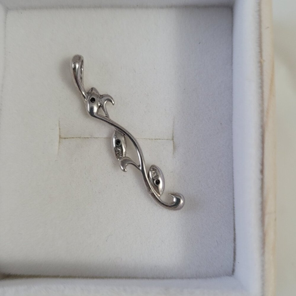 Diamond Sterling Silver Leaf Pendant - Picture 11 of 11